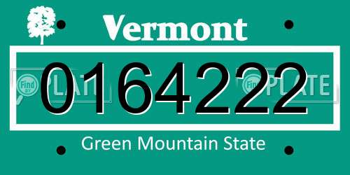 0164222 Vermont License Plate