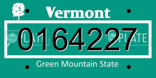 0164227 Vermont License Plate
