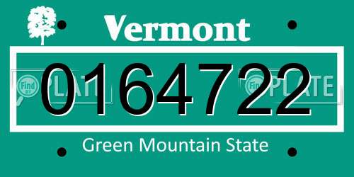 0164722 Vermont License Plate