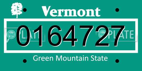 0164727 Vermont License Plate
