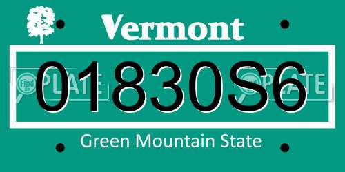 01830S6 Vermont License Plate