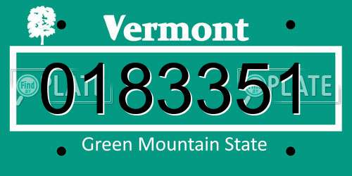 0183351 Vermont License Plate
