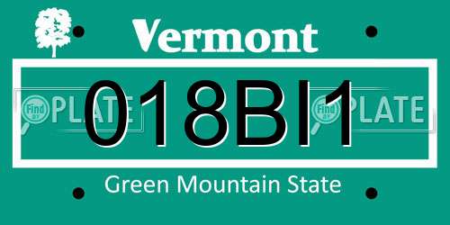 018BI1 Vermont License Plate