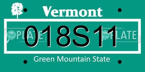 018S11 Vermont License Plate