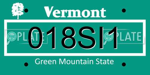 018SI1 Vermont License Plate