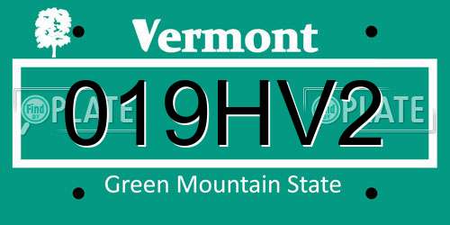 019HV2 Vermont License Plate