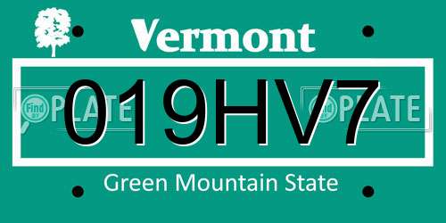 019HV7 Vermont License Plate