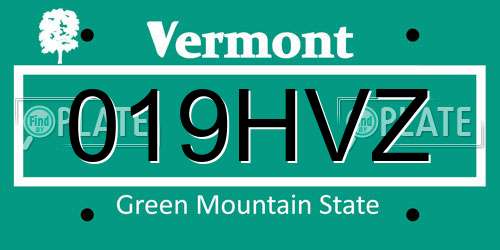 019HVZ Vermont License Plate