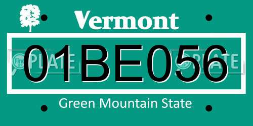 01BE056 Vermont License Plate