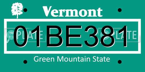 01BE381 Vermont License Plate