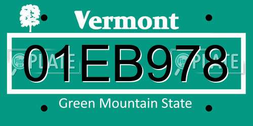 01EB978 Vermont License Plate