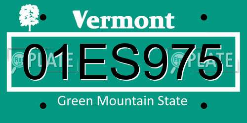01ES975 Vermont License Plate