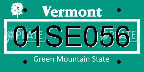 01SE056 Vermont License Plate