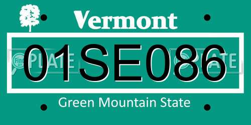 01SE086 Vermont License Plate