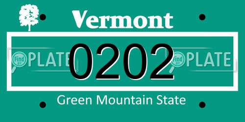 0202 Vermont License Plate