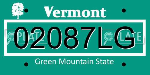 02087LG Vermont License Plate