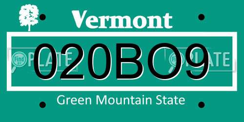 020BO9 Vermont License Plate
