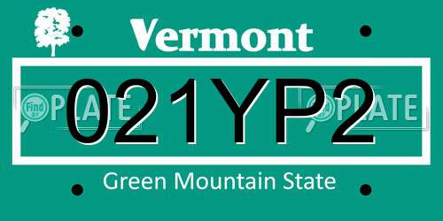 021YP2 Vermont License Plate