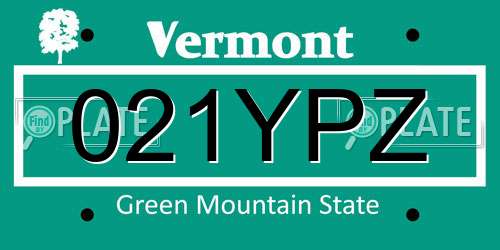 021YPZ Vermont License Plate