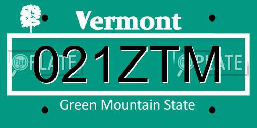 021ZTM Vermont License Plate