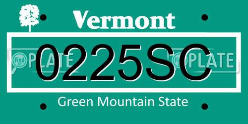 0225SC Vermont License Plate
