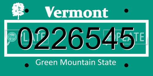 0226545 Vermont License Plate