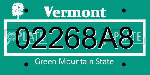 02268A8 Vermont License Plate