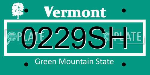 0229SH Vermont License Plate