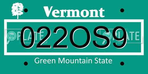 022OS9 Vermont License Plate