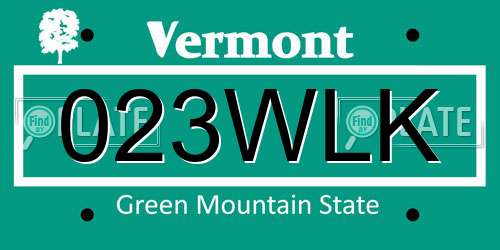 023WLK Vermont License Plate