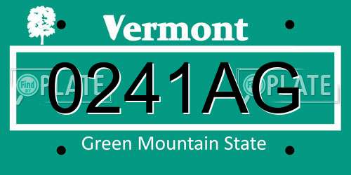 0241AG Vermont License Plate