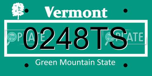 0248TS Vermont License Plate
