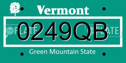 0249QB Vermont License Plate
