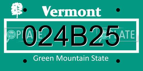 024B25 Vermont License Plate