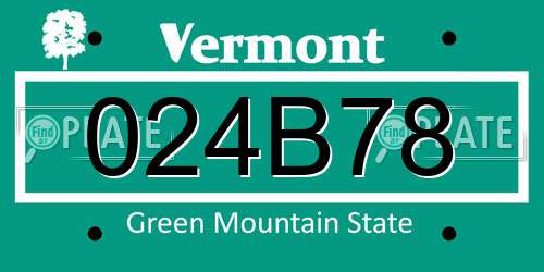 024B78 Vermont License Plate