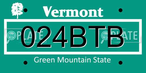024BTB Vermont License Plate
