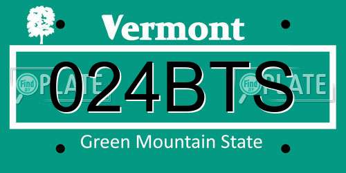024BTS Vermont License Plate