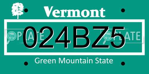 024BZ5 Vermont License Plate