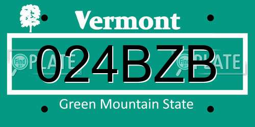 024BZB Vermont License Plate