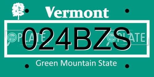 024BZS Vermont License Plate