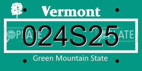 024S25 Vermont License Plate