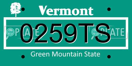 0259TS Vermont License Plate