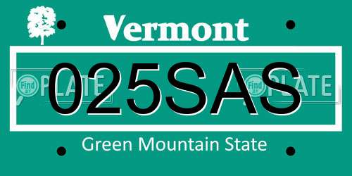 025SAS Vermont License Plate
