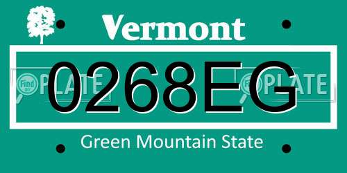0268EG Vermont License Plate