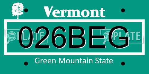 026BEG Vermont License Plate