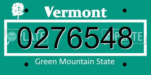0276548 Vermont License Plate