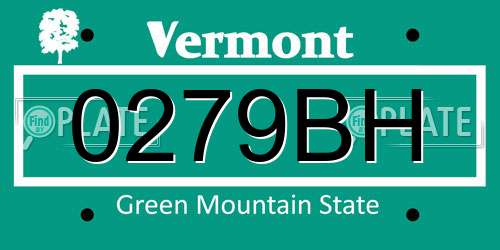 0279BH Vermont License Plate