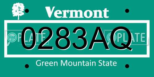 0283AQ Vermont License Plate