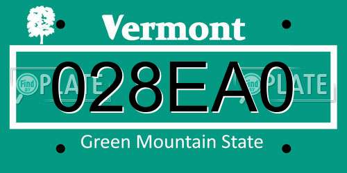 028EA0 Vermont License Plate