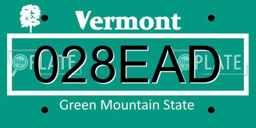 028EAD Vermont License Plate